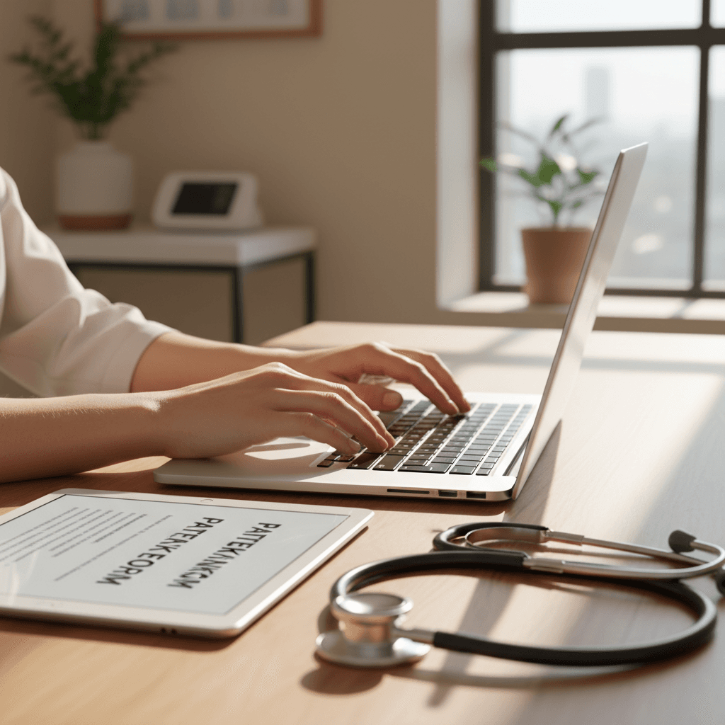 Clinic staff using admin automation software