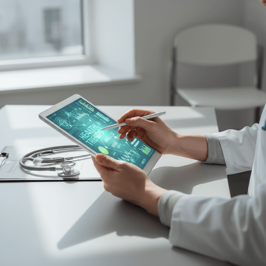 Healthcare professional reviewing AI-supported patient insights
